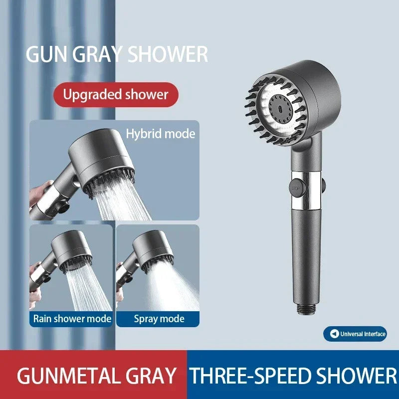 Transform Your Shower Experience with the High-Pressure 3-Mode Filter Shower Head Featuring a Relaxing Massage Brush and Elegant Rain Faucet Design