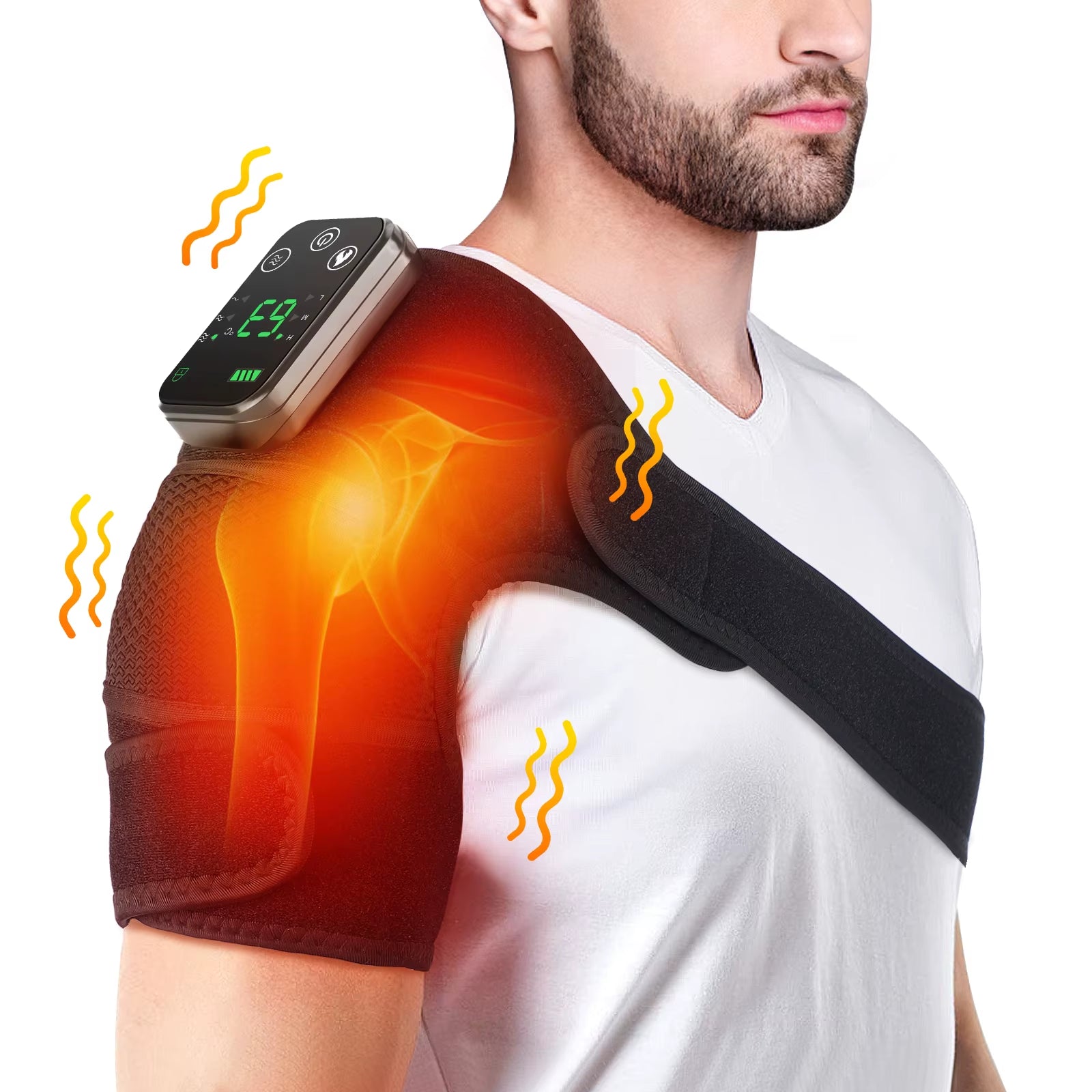 Ultimate Electric Heating Shoulder Massager with Vibration - Rechargeable Pain Relief Shoulder Brace for Relaxation and Comfort