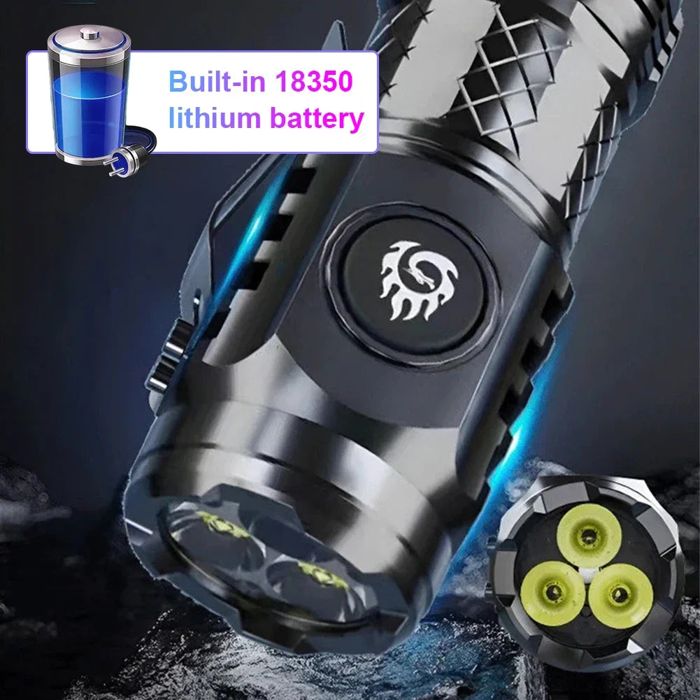 Ultra Bright Type-C Rechargeable Flashlight - 5 Modes, Waterproof, Compact LED Light for Outdoor Adventures and Emergencies