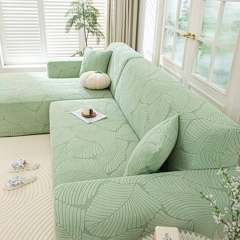 Transform Your Living Space with Our Adjustable Elastic Sofa Cover - Large Leaves Design for 1 to 5 Seater Modular Sofas