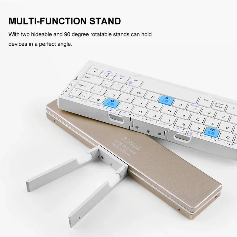 Compact and Versatile Jomaa Foldable Bluetooth Keyboard - Rechargeable Mini Wireless Keypad with Stand for Ultimate Mobility
