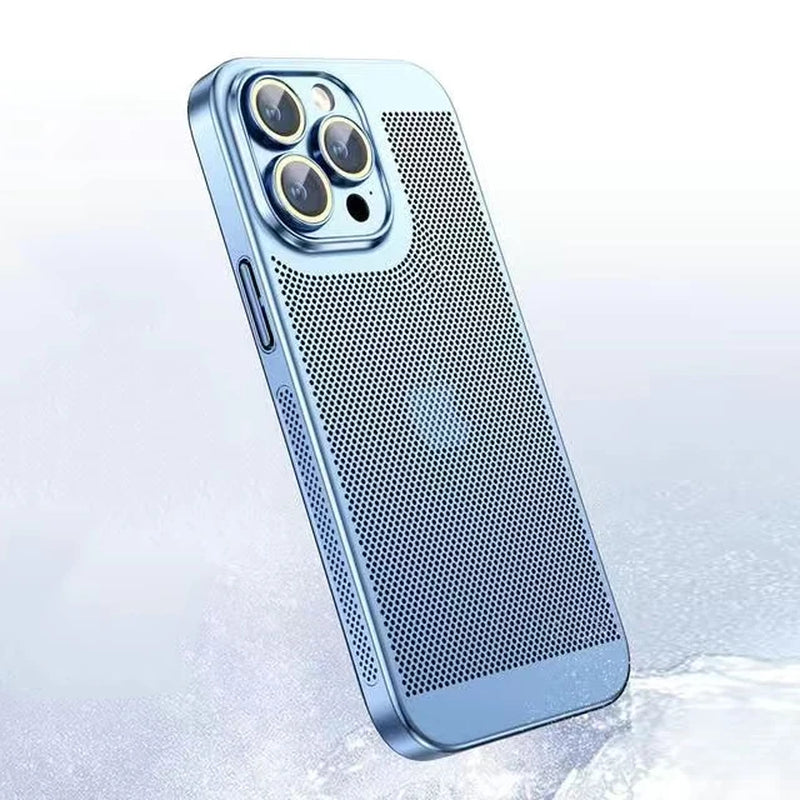Revolutionary Heat Dissipation Phone Case for iPhone 11 to 16 Pro Max - Stylish Honeycomb Mesh with Electroplated Border