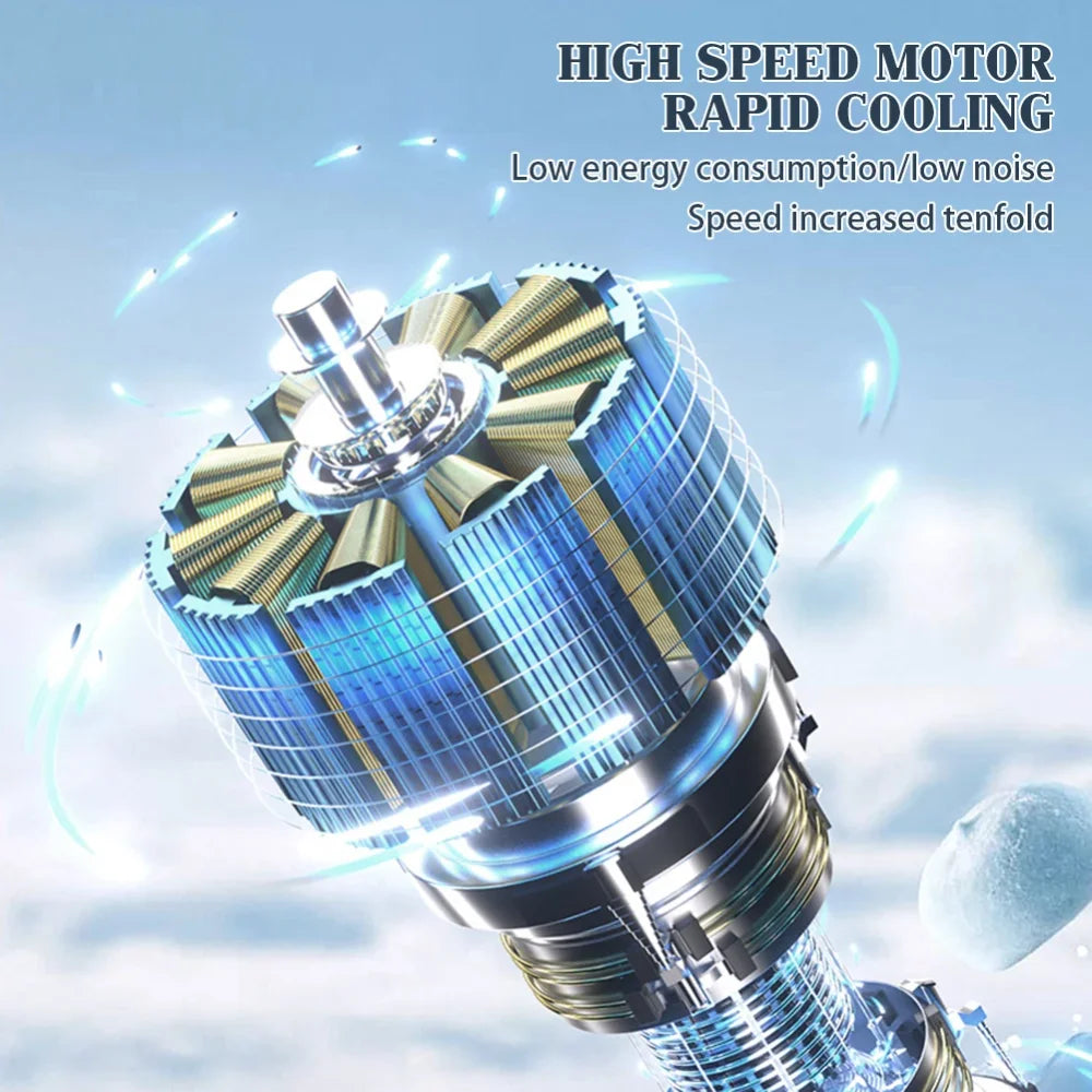Experience the Ultimate Cooling Relief with the 100 Turbos Chilled Ice Sensation Super Mini Turbo Speed Fan - USB Powered for Outdoor Adventures, Office Comfort, and Dorm Relaxation