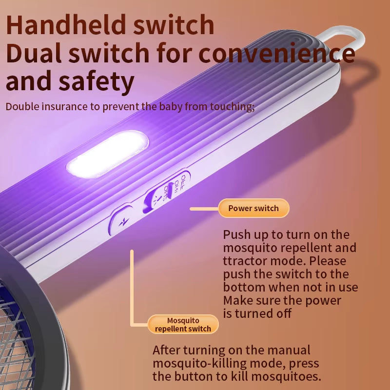 Ultimate 3-In-1 Foldable Electric Mosquito Swatter & Killer Lamp - Rechargeable Wall-Mounted Solution for Mosquito Control