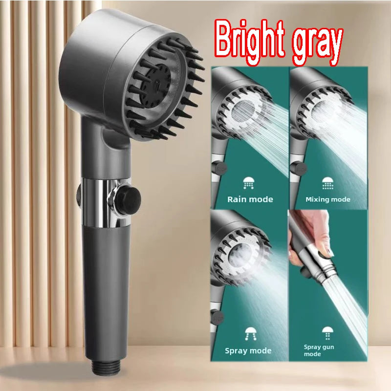 Transform Your Shower Experience with the High-Pressure 3-Mode Filter Shower Head Featuring a Relaxing Massage Brush and Elegant Rain Faucet Design