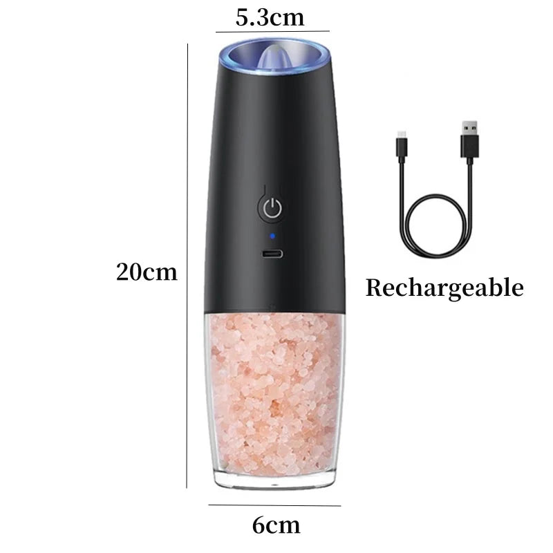 Revolutionary Gravity Induction Electric Salt and Pepper Grinder Set - USB Rechargeable Spice Shakers for Effortless Seasoning!