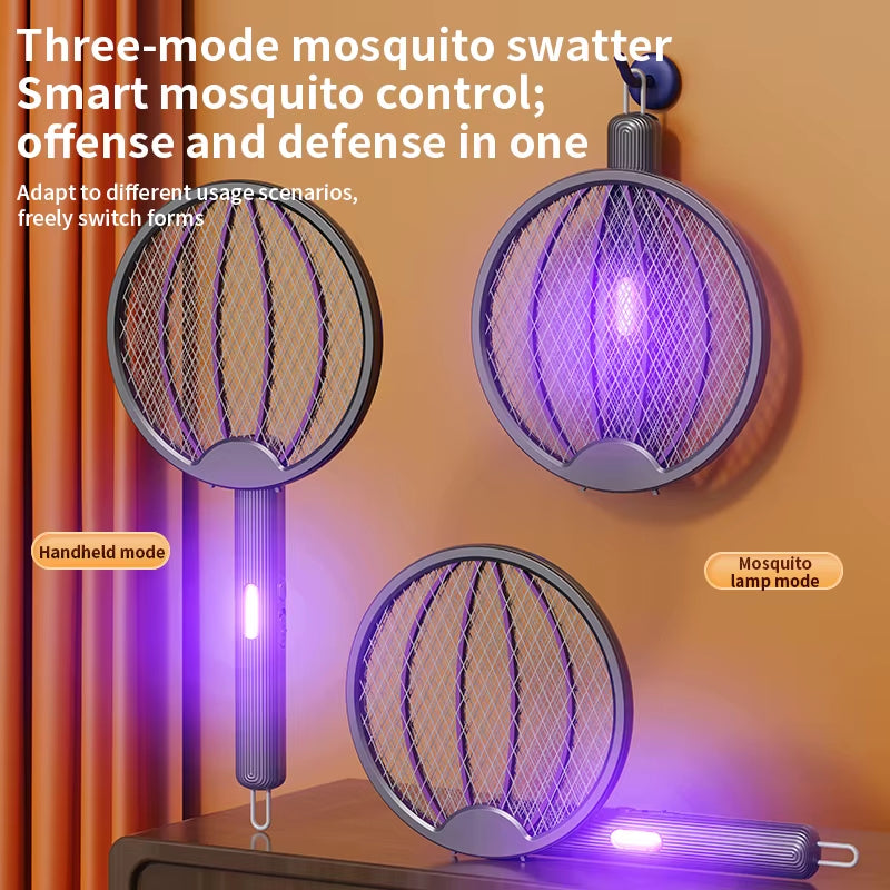 Ultimate 3-In-1 Foldable Electric Mosquito Swatter & Killer Lamp - Rechargeable Wall-Mounted Solution for Mosquito Control