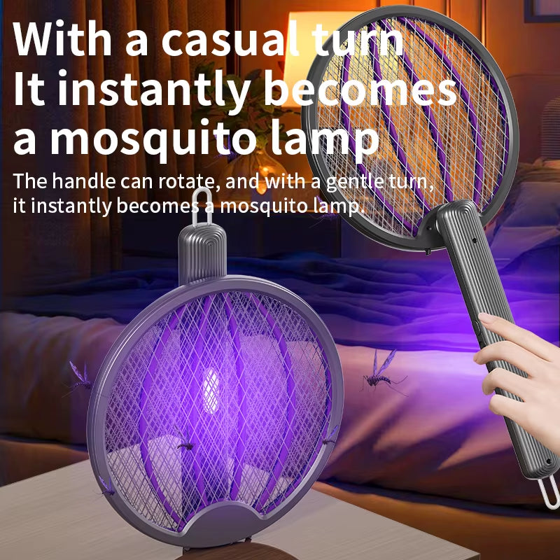 Ultimate 3-In-1 Foldable Electric Mosquito Swatter & Killer Lamp - Rechargeable Wall-Mounted Solution for Mosquito Control