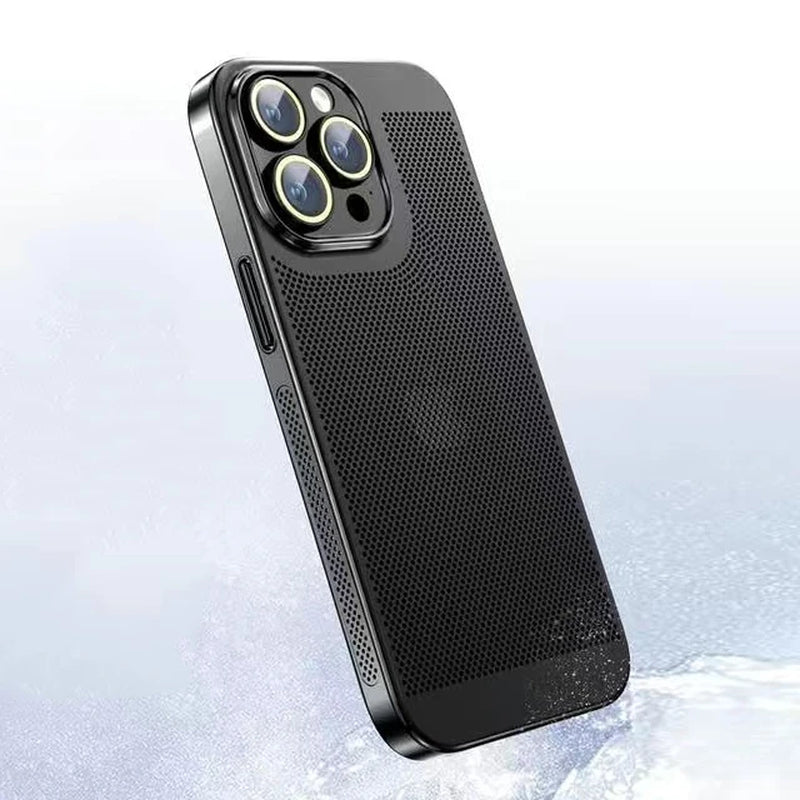 Revolutionary Heat Dissipation Phone Case for iPhone 11 to 16 Pro Max - Stylish Honeycomb Mesh with Electroplated Border