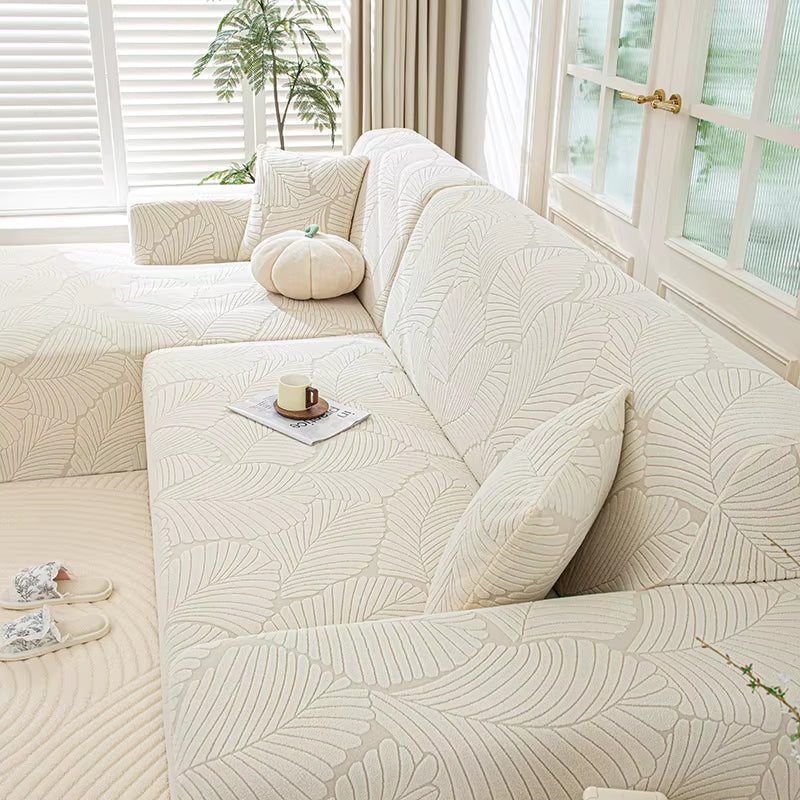 Transform Your Living Space with Our Adjustable Elastic Sofa Cover - Large Leaves Design for 1 to 5 Seater Modular Sofas
