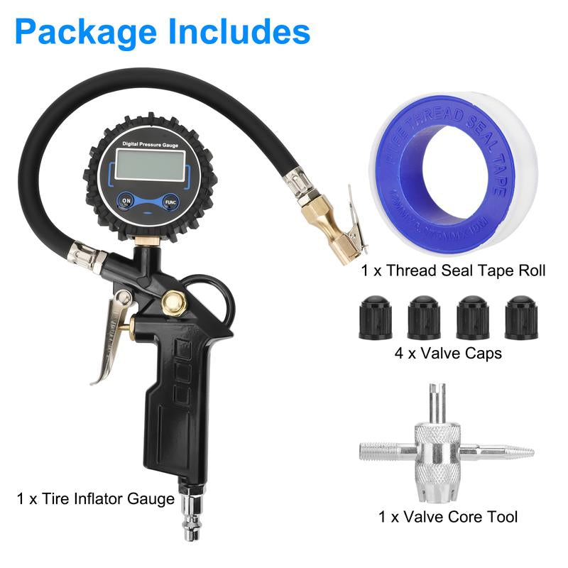 Precision Digital Tire Pressure Gauge with Inflator - Ultimate 0-250 PSI Monitoring Tool for SUVs, Trucks, and Cars