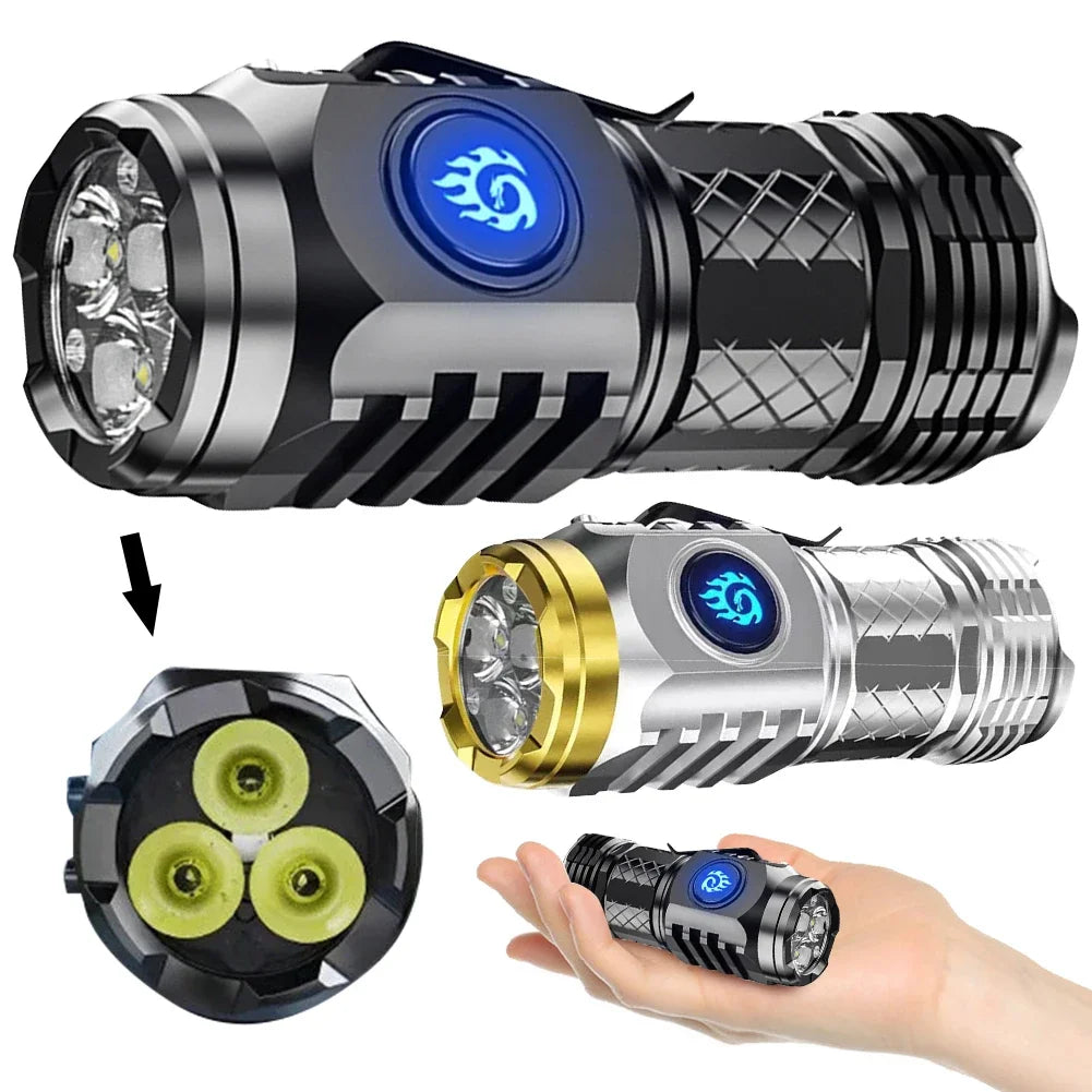 Ultra Bright Type-C Rechargeable Flashlight - 5 Modes, Waterproof, Compact LED Light for Outdoor Adventures and Emergencies