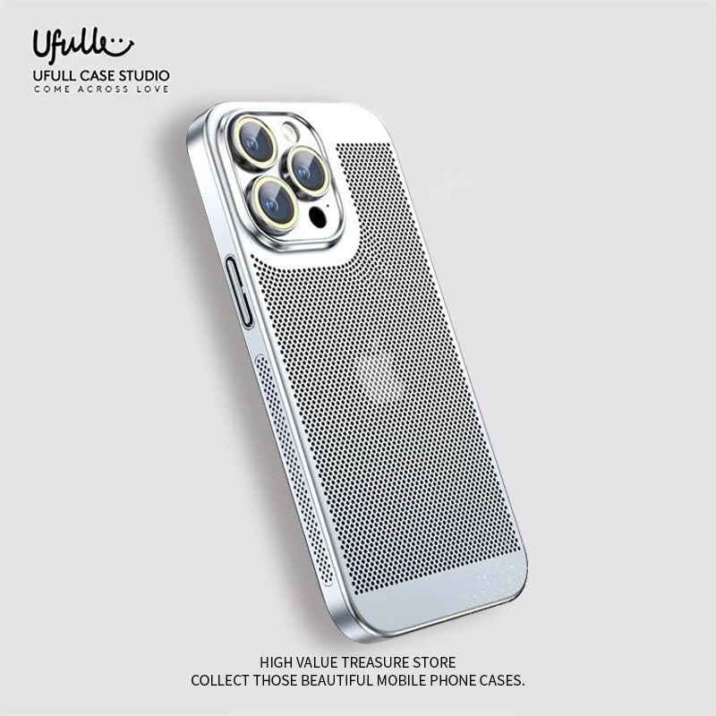 Revolutionary Heat Dissipation Phone Case for iPhone 11 to 16 Pro Max - Stylish Honeycomb Mesh with Electroplated Border