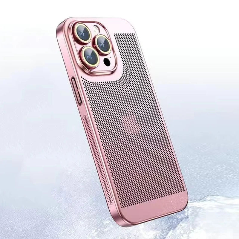 Revolutionary Heat Dissipation Phone Case for iPhone 11 to 16 Pro Max - Stylish Honeycomb Mesh with Electroplated Border