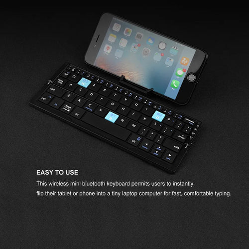 Compact and Versatile Jomaa Foldable Bluetooth Keyboard - Rechargeable Mini Wireless Keypad with Stand for Ultimate Mobility