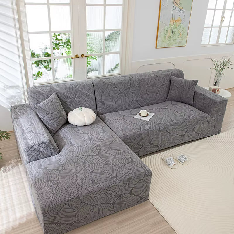Transform Your Living Space with Our Adjustable Elastic Sofa Cover - Large Leaves Design for 1 to 5 Seater Modular Sofas