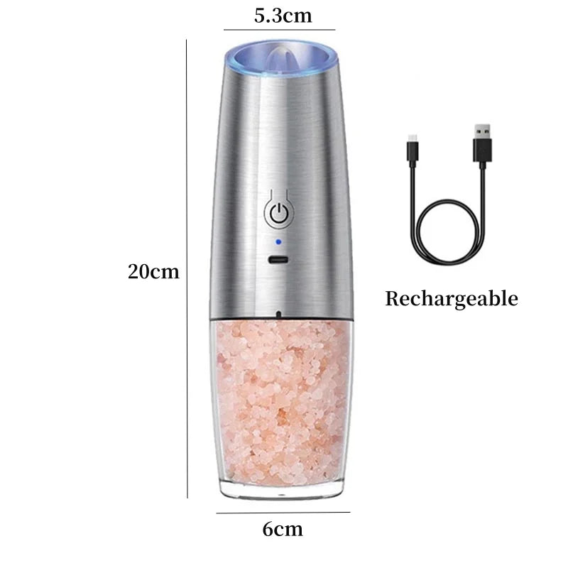 Revolutionary Gravity Induction Electric Salt and Pepper Grinder Set - USB Rechargeable Spice Shakers for Effortless Seasoning!