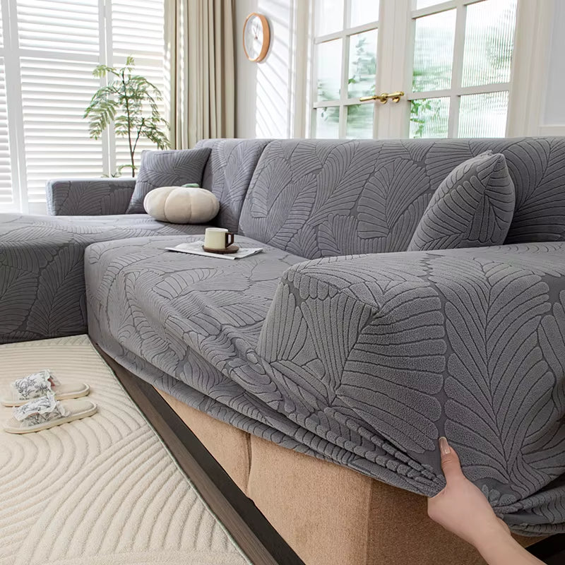 Transform Your Living Space with Our Adjustable Elastic Sofa Cover - Large Leaves Design for 1 to 5 Seater Modular Sofas