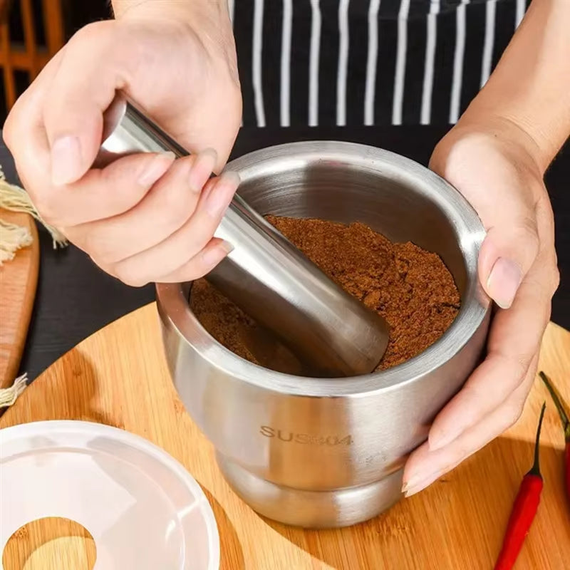 Premium 304 Stainless Steel Garlic Masher and Mortar Set - Perfect for Flavorful Cooking and Easy Grinding