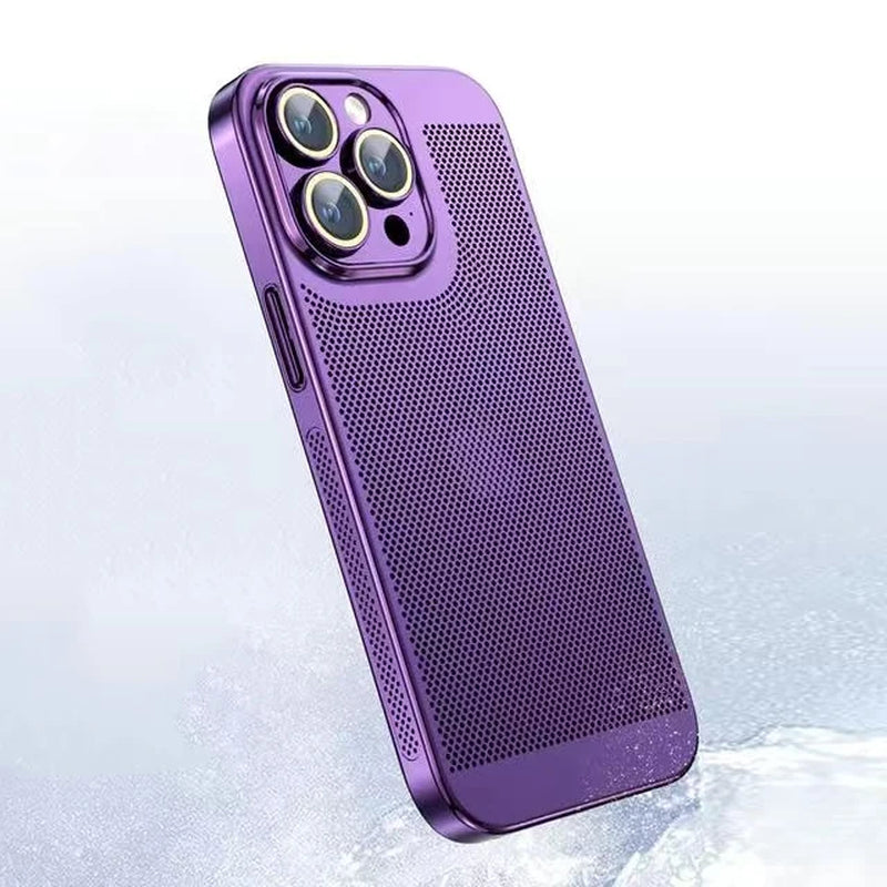 Revolutionary Heat Dissipation Phone Case for iPhone 11 to 16 Pro Max - Stylish Honeycomb Mesh with Electroplated Border