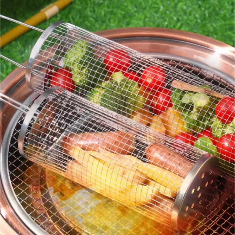 Elevate Your Outdoor Cooking with Our Portable Stainless Steel BBQ Grill Basket - Perfect for Camping and Picnics!