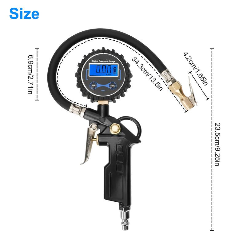 Precision Digital Tire Pressure Gauge with Inflator - Ultimate 0-250 PSI Monitoring Tool for SUVs, Trucks, and Cars