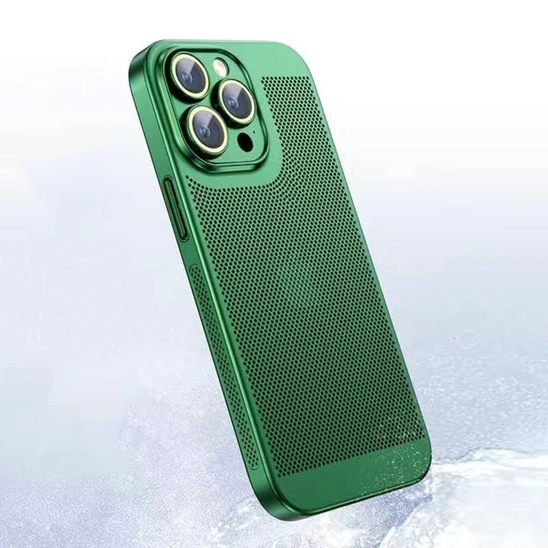 Revolutionary Heat Dissipation Phone Case for iPhone 11 to 16 Pro Max - Stylish Honeycomb Mesh with Electroplated Border