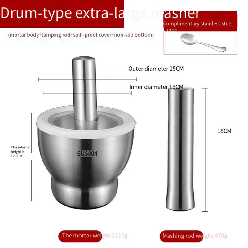 Premium 304 Stainless Steel Garlic Masher and Mortar Set - Perfect for Flavorful Cooking and Easy Grinding