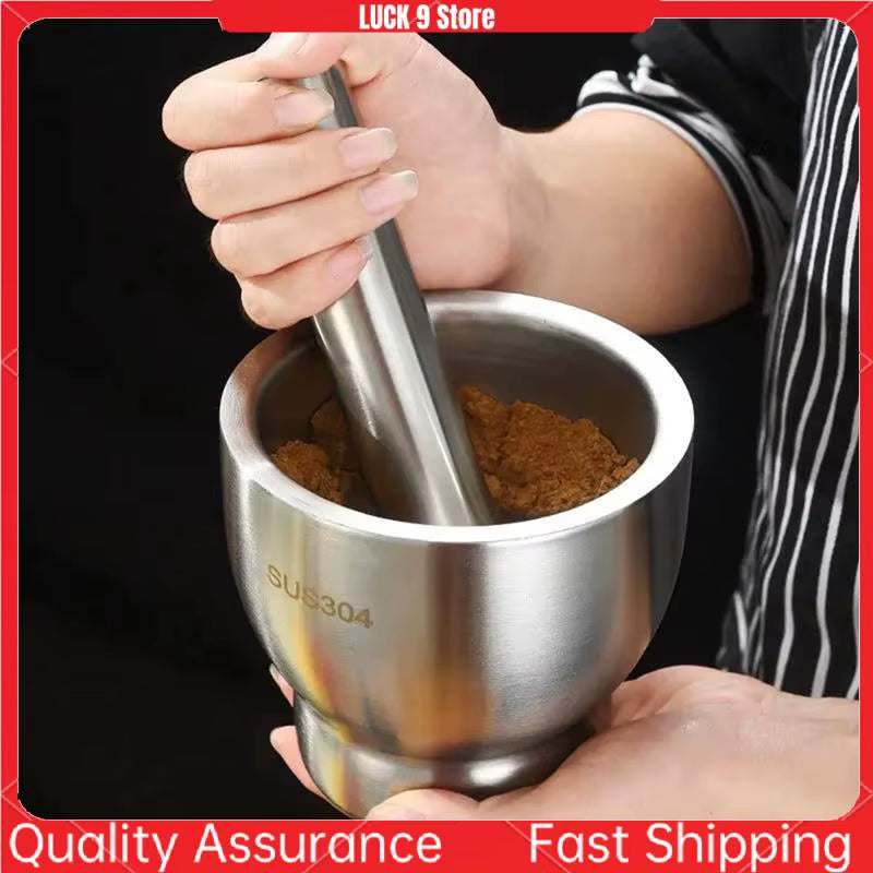 Premium 304 Stainless Steel Garlic Masher and Mortar Set - Perfect for Flavorful Cooking and Easy Grinding