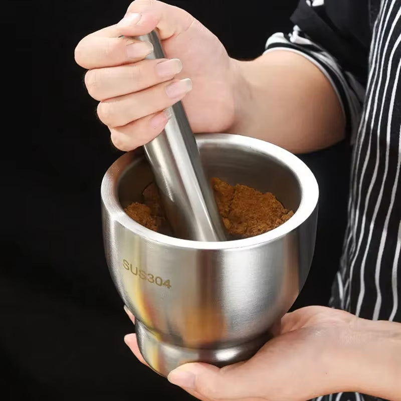 Premium 304 Stainless Steel Garlic Masher and Mortar Set - Perfect for Flavorful Cooking and Easy Grinding