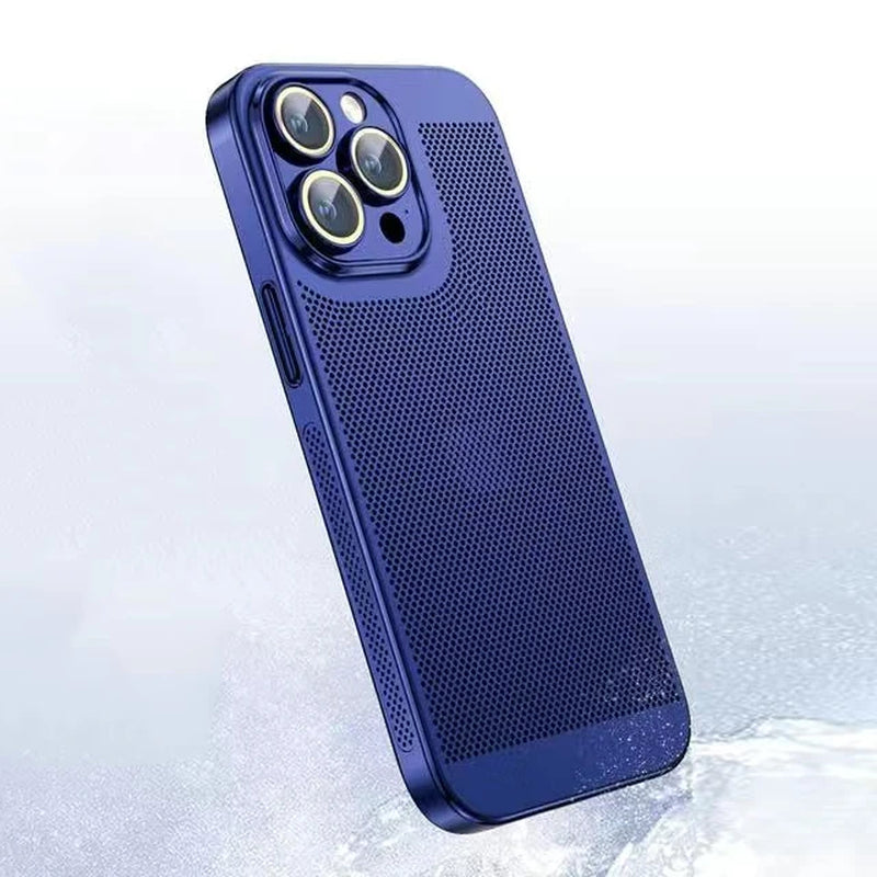 Revolutionary Heat Dissipation Phone Case for iPhone 11 to 16 Pro Max - Stylish Honeycomb Mesh with Electroplated Border