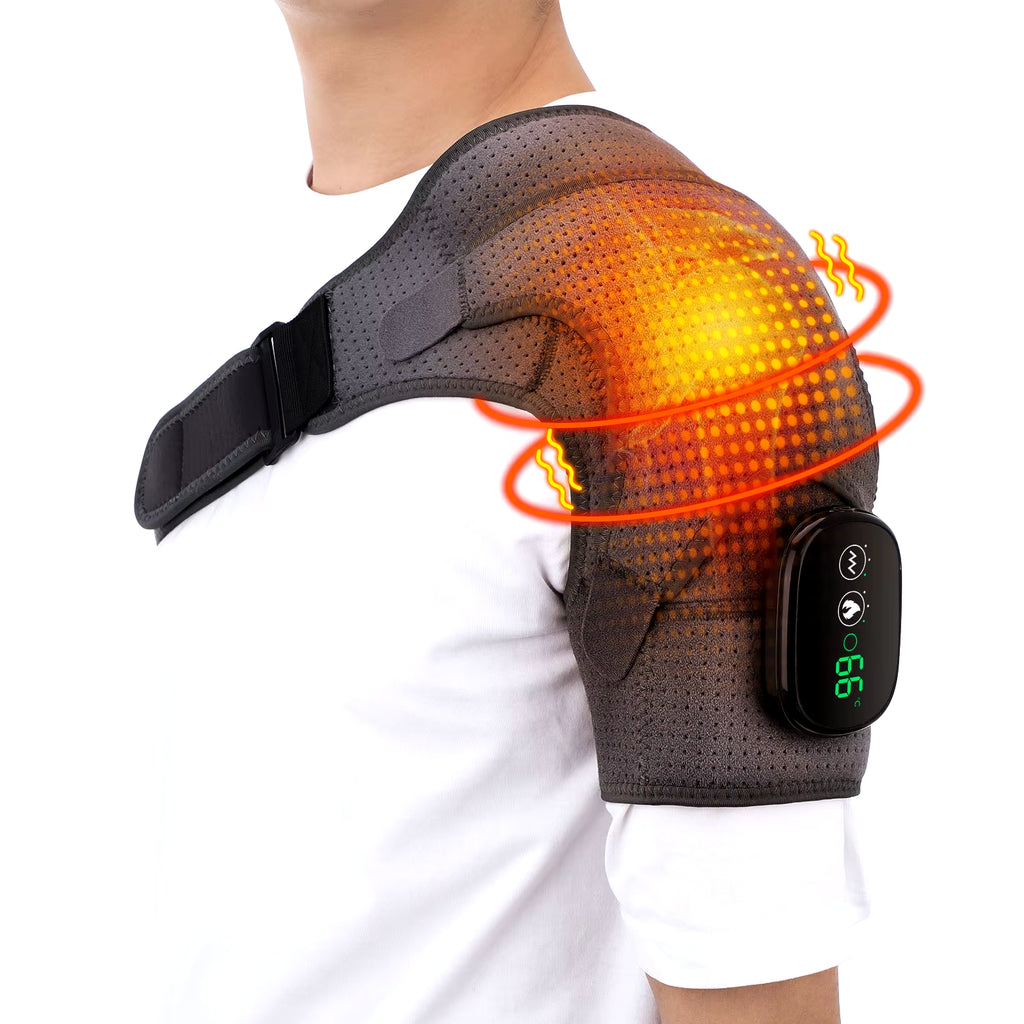 Ultimate Electric Heating Shoulder Massager with Vibration - Rechargeable Pain Relief Shoulder Brace for Relaxation and Comfort