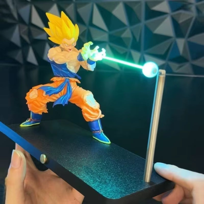 Illuminate Your Space with the Dragon Ball Son Goku Light Lamp - Kakarotto Kamehameha Wave Magnetic Ornament for True Anime Fans
