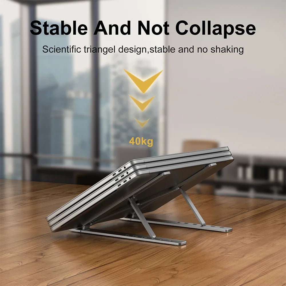 Elevate Your Workspace with Our Portable Aluminum Laptop Stand - Foldable, Adjustable, and Perfect for All Major Brands!