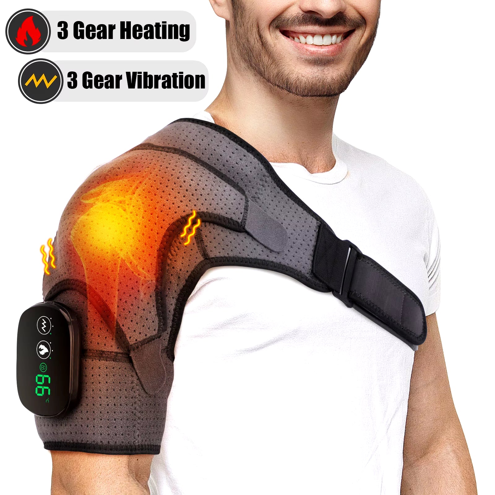 Ultimate Electric Heating Shoulder Massager with Vibration - Rechargeable Pain Relief Shoulder Brace for Relaxation and Comfort