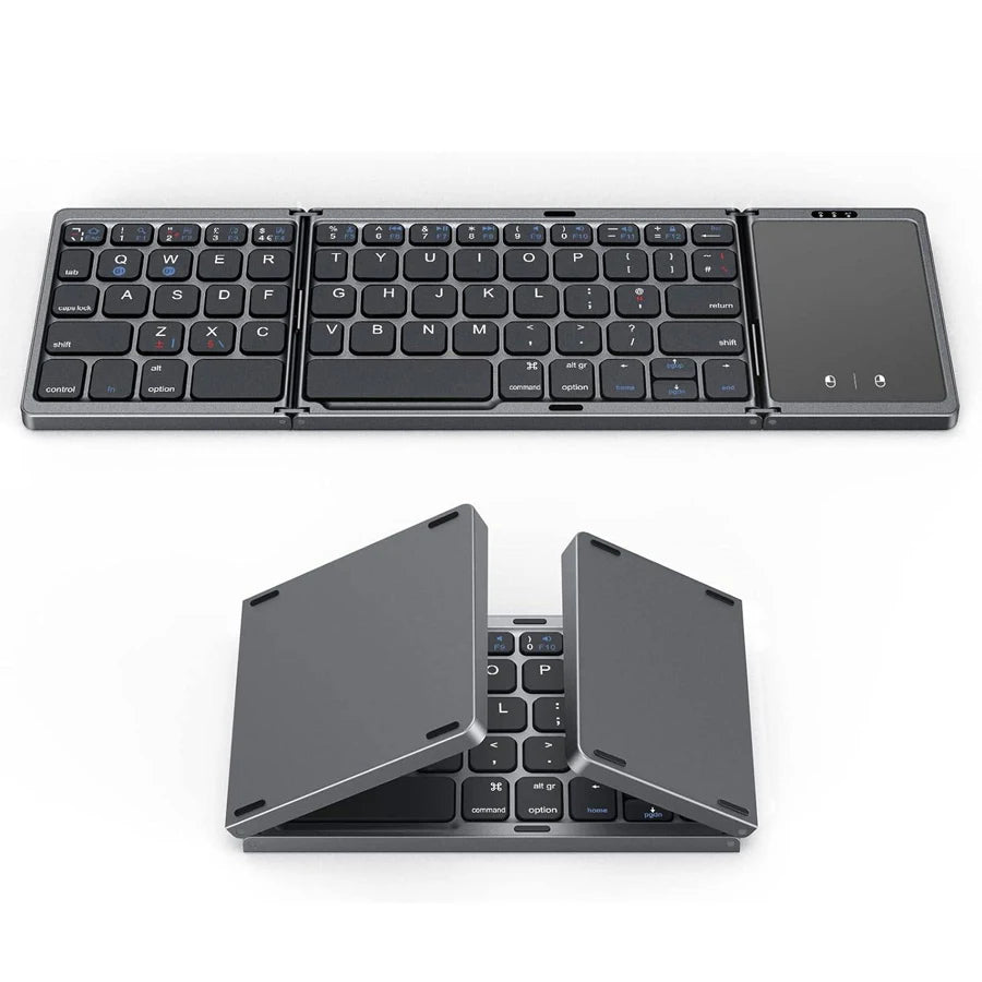 Portable Foldable Bluetooth Keyboard with Touchpad - Perfect for Mac, iOS, Android, and Windows Devices