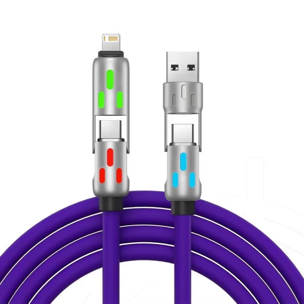 Experience Lightning Fast Charging with the 240W Type C 4-In-1 USB PD Silicone Cable for All Your Devices!