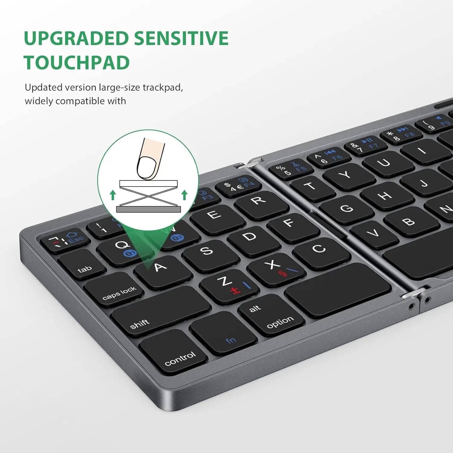 Portable Foldable Bluetooth Keyboard with Touchpad - Perfect for Mac, iOS, Android, and Windows Devices