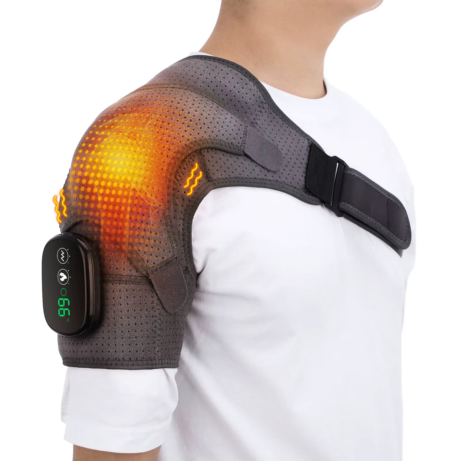 Ultimate Electric Heating Shoulder Massager with Vibration - Rechargeable Pain Relief Shoulder Brace for Relaxation and Comfort