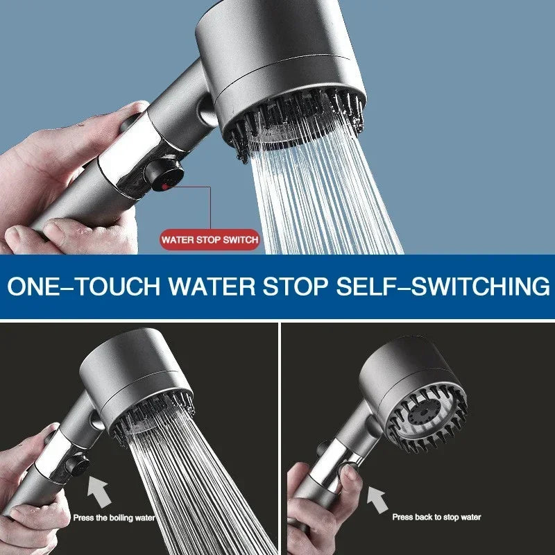 Transform Your Shower Experience with the High-Pressure 3-Mode Filter Shower Head Featuring a Relaxing Massage Brush and Elegant Rain Faucet Design