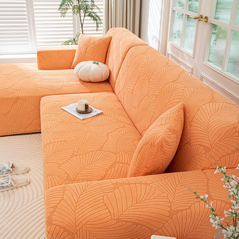 Transform Your Living Space with Our Adjustable Elastic Sofa Cover - Large Leaves Design for 1 to 5 Seater Modular Sofas