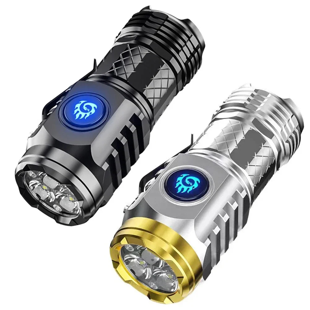 Ultra Bright Type-C Rechargeable Flashlight - 5 Modes, Waterproof, Compact LED Light for Outdoor Adventures and Emergencies