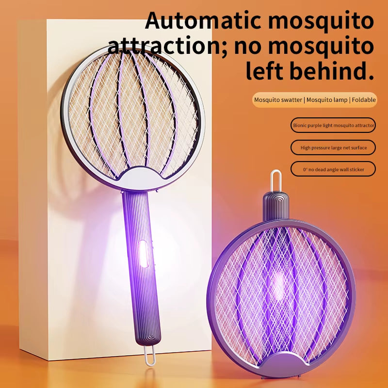 Ultimate 3-In-1 Foldable Electric Mosquito Swatter & Killer Lamp - Rechargeable Wall-Mounted Solution for Mosquito Control