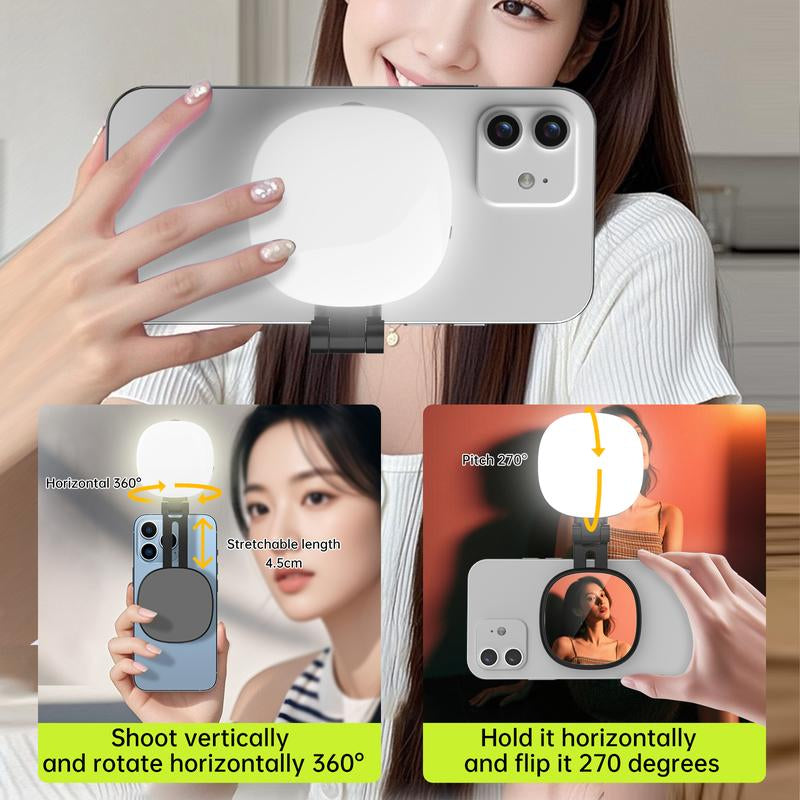 Illuminate Your Selfies: MsyHeZhi 3-In-1 Magnetic Mirror Selfie Light with 360° LED Ring, MagSafe Compatibility, and 3 Color Temperatures - Perfect for Makeup, Live Streaming, and Video Calls!