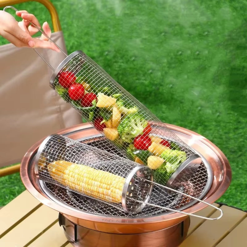 Elevate Your Outdoor Cooking with Our Portable Stainless Steel BBQ Grill Basket - Perfect for Camping and Picnics!