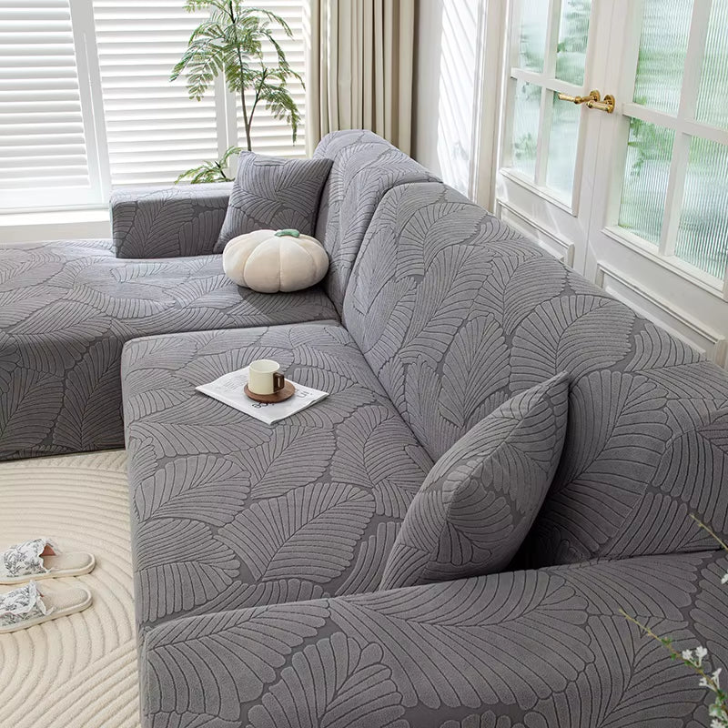 Transform Your Living Space with Our Adjustable Elastic Sofa Cover - Large Leaves Design for 1 to 5 Seater Modular Sofas