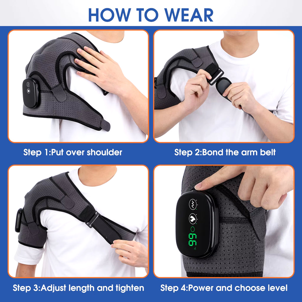Ultimate Electric Heating Shoulder Massager with Vibration - Rechargeable Pain Relief Shoulder Brace for Relaxation and Comfort