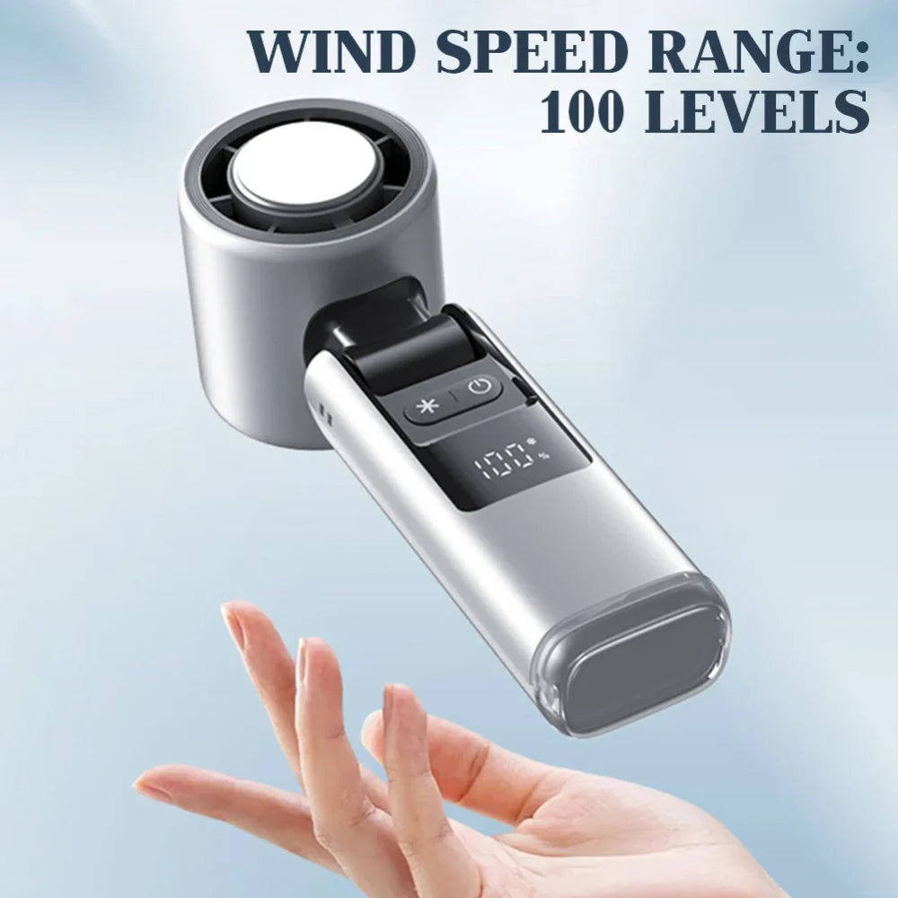 Experience the Ultimate Cooling Relief with the 100 Turbos Chilled Ice Sensation Super Mini Turbo Speed Fan - USB Powered for Outdoor Adventures, Office Comfort, and Dorm Relaxation