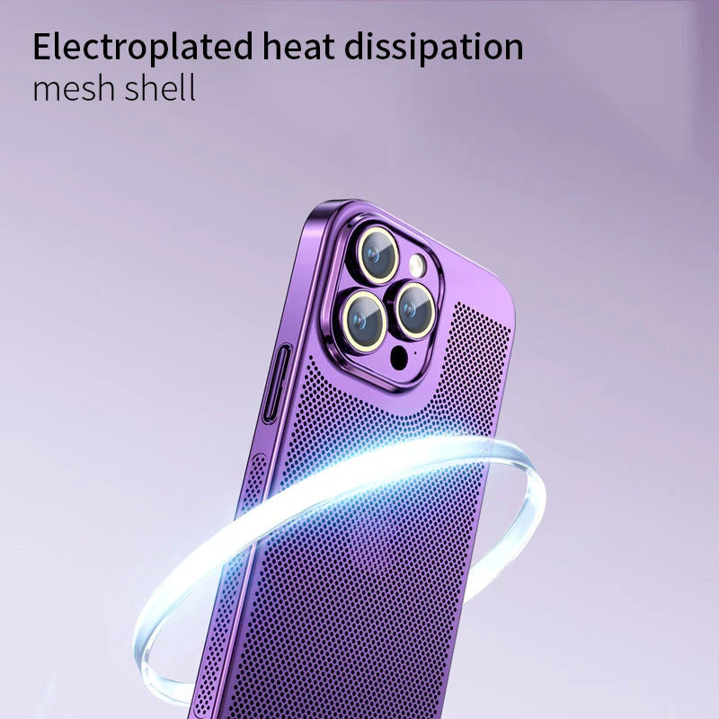 Revolutionary Heat Dissipation Phone Case for iPhone 11 to 16 Pro Max - Stylish Honeycomb Mesh with Electroplated Border